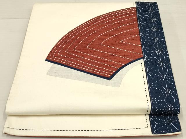 平和屋着物◎六通太鼓柄袋帯 紬地 地紙重ね文 正絹 逸品 AAAL3381ru