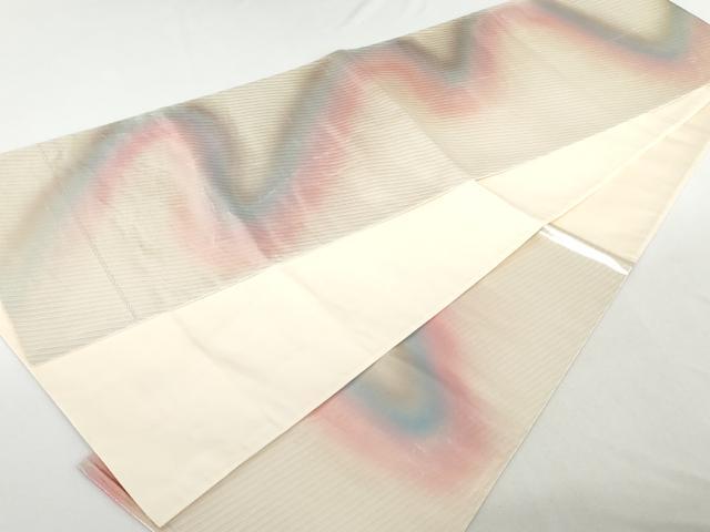 平和屋着物◎六通柄袋帯 霞文 銀糸 引箔 正絹 逸品 AAAL3394ru