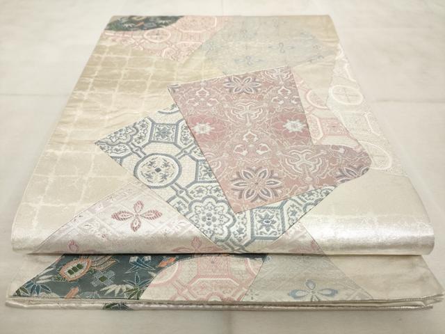 平和屋着物◎六通柄袋帯 正倉院色紙重ね花文 金銀糸 逸品 AAAL3857tm