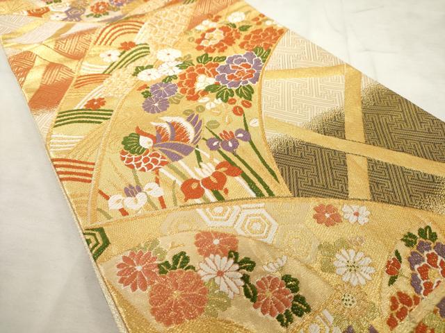 平和屋着物◎佐賀錦 六通柄袋帯 吉祥花文 金糸 逸品 AAAL3858tm