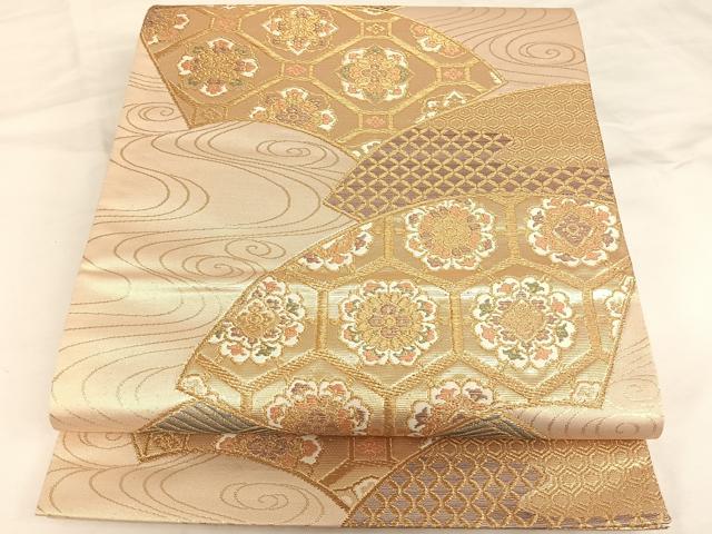 平和屋着物◎六通柄袋帯 地紙重ね正倉院花文 金糸 正絹 逸品 AAAL4013wt