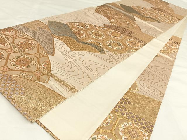 平和屋着物◎六通柄袋帯 地紙重ね正倉院花文 金糸 正絹 逸品 AAAL4013wt