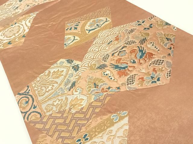 平和屋着物◎六通柄袋帯 色紙重ね鳥獣花文 金糸 引箔 正絹 逸品 AAAL4040wt