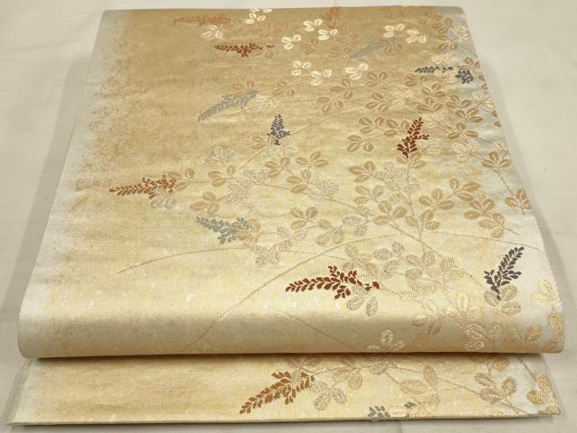 平和屋着物◎六通柄袋帯 秋草文 金糸 引箔 正絹 逸品 AAAL4230tm