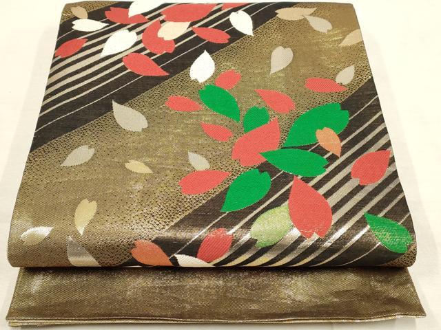 平和屋着物◎全通柄袋帯 舞花びら 金銀糸 正絹 逸品 AAAL4250tm