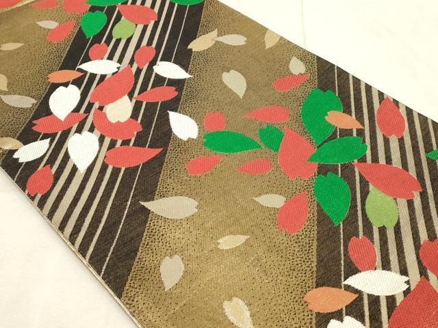 平和屋着物◎全通柄袋帯 舞花びら 金銀糸 正絹 逸品 AAAL4250tm
