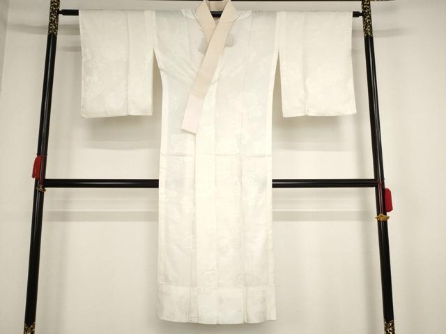 平和屋着物■長襦袢 無双仕立て 流水草花地紋 正絹 逸品 AAAL5128bw