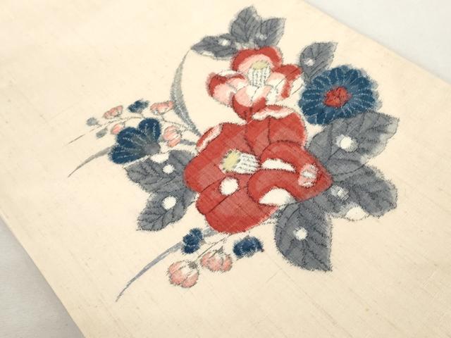 平和屋着物◎太鼓柄袋帯 紬地 草花文 正絹 逸品 AAAL5351az