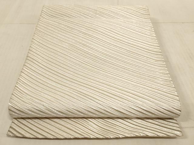 平和屋着物◎六通柄袋帯 斜縞 銀糸 正絹 逸品 AAAL5507pf