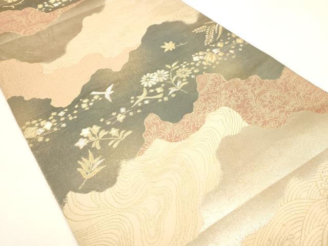 平和屋着物◎六通柄袋帯 道長花鳥文 金銀糸 正絹 逸品 AAAL5528pf