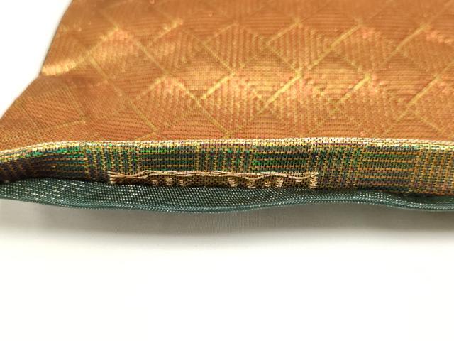平和屋着物◎六通柄袋帯 幾何学文様 金糸 正絹 逸品 AAAL5530pf