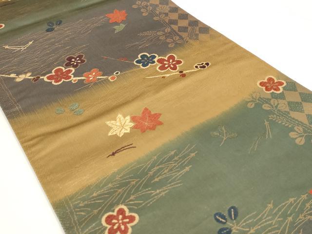 平和屋着物◎六通柄袋帯 唐織 枝花文 金糸 正絹 逸品 AAAL5531pf