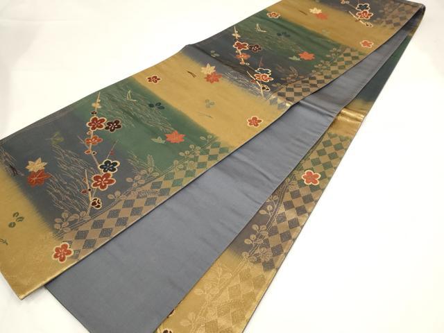 平和屋着物◎六通柄袋帯 唐織 枝花文 金糸 正絹 逸品 AAAL5531pf