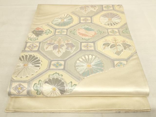 平和屋着物◎太鼓柄袋帯 駒刺繍 蜀江花文 引箔 正絹 逸品 AAAL5596pf