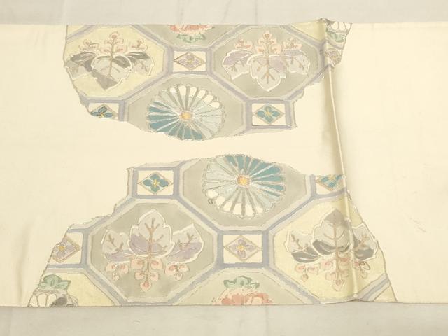 平和屋着物◎太鼓柄袋帯 駒刺繍 蜀江花文 引箔 正絹 逸品 AAAL5596pf
