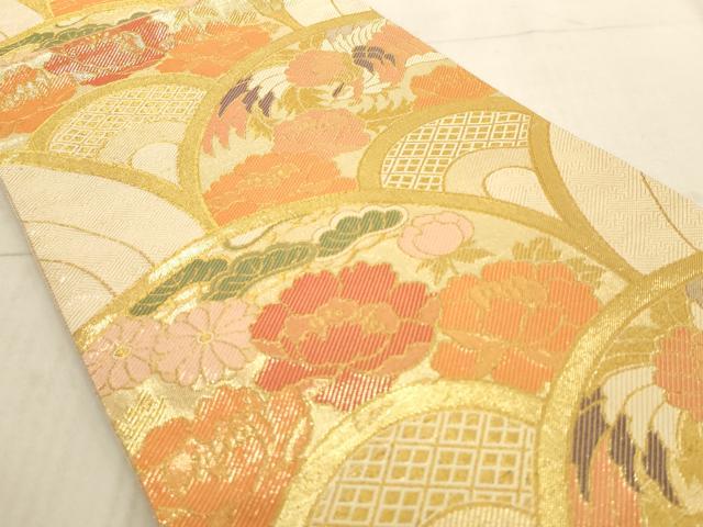 平和屋着物◎六通柄袋帯 花鳥青海波 金糸 正絹 逸品 AAAL5599pf