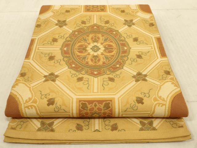 平和屋着物◎六通柄袋帯 蜀江花文 正絹 逸品 AAAL5618pf