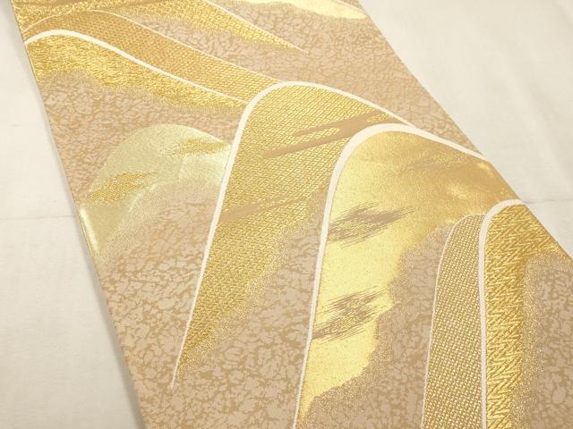 平和屋着物◎六通柄袋帯 重山霞文 金糸 正絹 逸品 AAAL7845ex