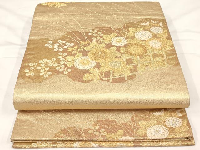 平和屋着物◎六通柄袋帯 花間垣文 金銀糸 正絹 逸品 AAAL7873ex