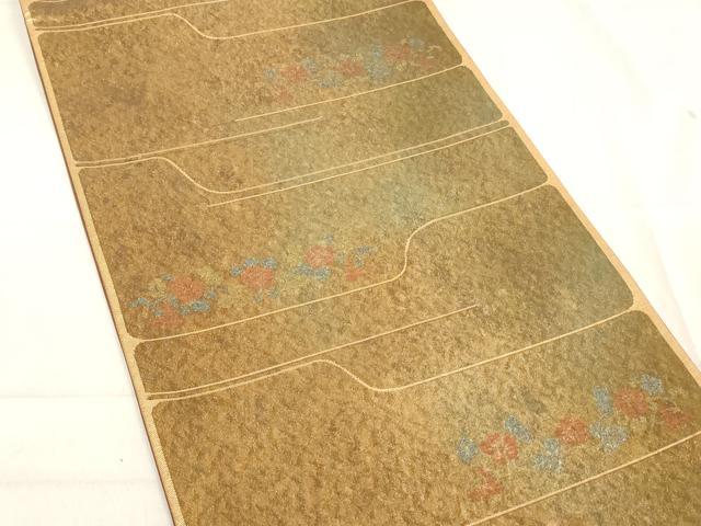 平和屋着物◎六通柄袋帯 纐都 横段花文 金糸 正絹 逸品 AAAL7954ex