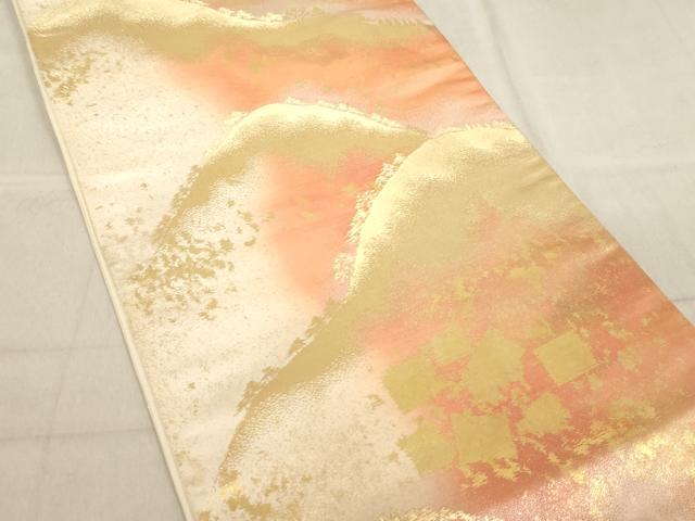 平和屋着物◎六通柄袋帯 重ね山箔散らし文 金糸 正絹 逸品 AAAL8006ex