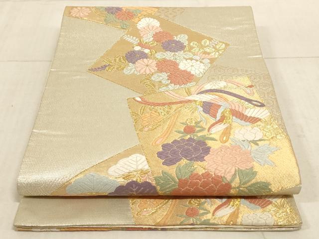 平和屋着物◎佐賀つづれ 六通柄袋帯 唐織 九百織 色紙重ね鳳凰花文 金銀糸 正絹 逸品 AAAL8951pf