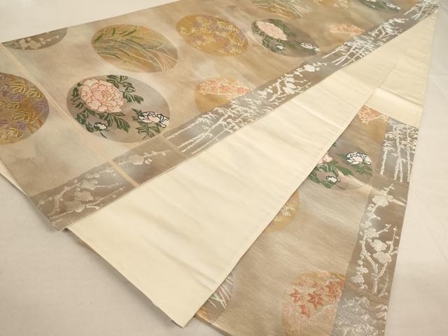 平和屋着物◎六通柄袋帯 唐織 花丸文 金銀糸 正絹 逸品 AAAL9138ex