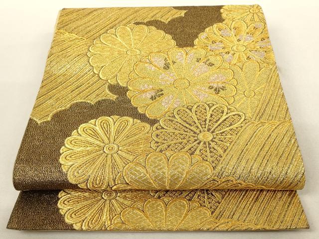 平和屋着物●六通柄袋帯 舞花文 金糸 正絹 逸品 AAAL9649wj