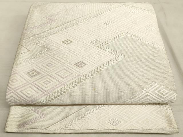 平和屋着物◎六通柄袋帯 唐織 松皮菱文 銀糸 正絹 逸品 AAAM3434sx