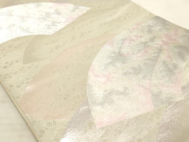 平和屋着物◎六通柄袋帯 地紙重ね霞文 銀糸 引箔 正絹 逸品 AAAM3543sx