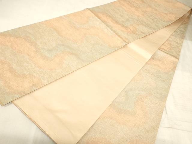 平和屋着物◎全通柄袋帯 霞文 金通し地 正絹 逸品 AAAM3693sx