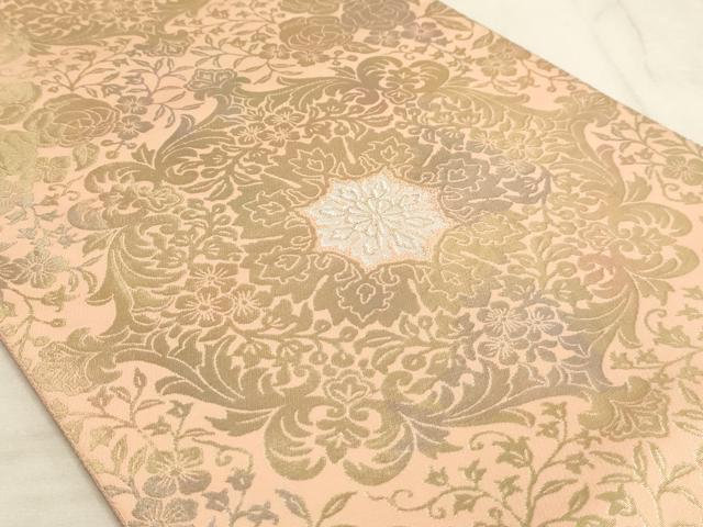 平和屋着物◎六通柄袋帯 飾花文 銀糸 引箔 正絹 逸品 AAAM3806sx