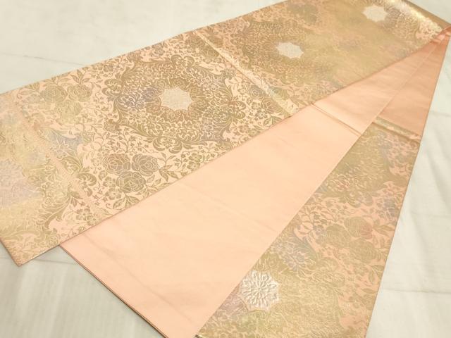 平和屋着物◎六通柄袋帯 飾花文 銀糸 引箔 正絹 逸品 AAAM3806sx
