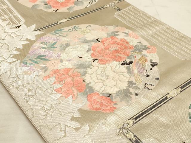 平和屋着物◎六通柄袋帯 唐織 花鳥天井文 金銀糸 正絹 逸品 AAAM3818sx