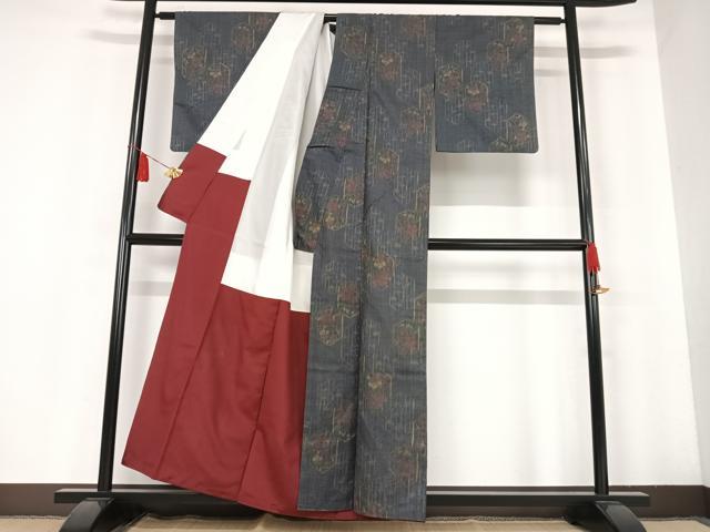 平和屋着物■お召 舞花文 正絹 逸品 AAAM4836ph
