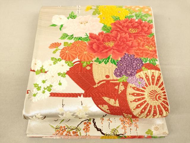 平和屋着物◎六通柄袋帯 唐織 花車文 金銀糸 正絹 逸品 AAAM5072fw