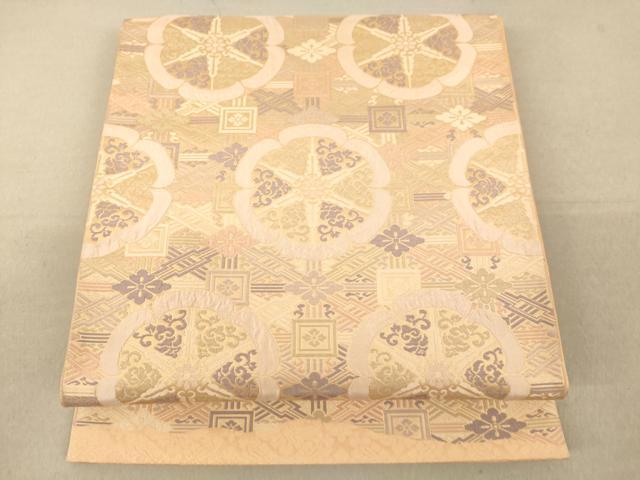 平和屋着物◎六通太鼓柄袋帯 天井源氏車文 正絹 逸品 AAAM5091fw