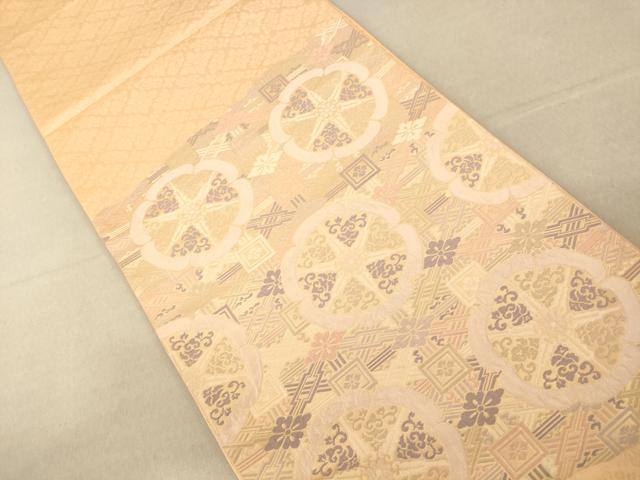 平和屋着物◎六通太鼓柄袋帯 天井源氏車文 正絹 逸品 AAAM5091fw