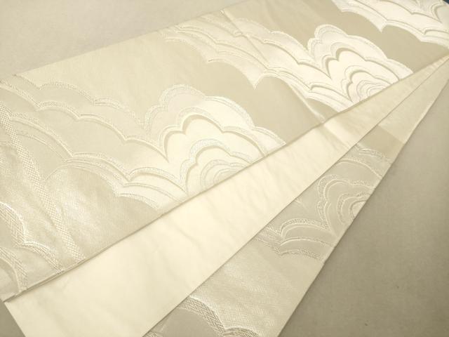 平和屋着物◎六通柄袋帯 雲取り文 銀糸 正絹 逸品 AAAM5116fw