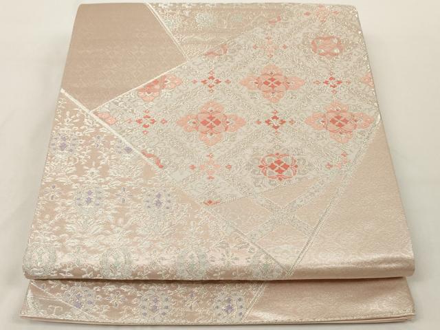 平和屋着物◎六通柄袋帯 正倉院花文 銀糸 正絹 逸品 AAAM5303ey