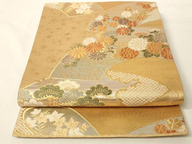 平和屋着物◎六通柄袋帯 地紙草花文 金銀糸 引箔 正絹 逸品 AAAM5695cx
