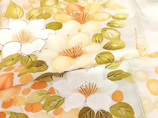 平和屋着物●訪問着 手描き 枝花文 金彩 正絹 逸品 AAAM6819ph