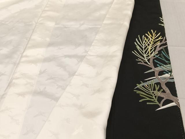 平和屋着物●豪華黒留袖 作家物 刺繍 檜扇扇面枝花文 金糸 正絹 逸品 AAAM6820ph