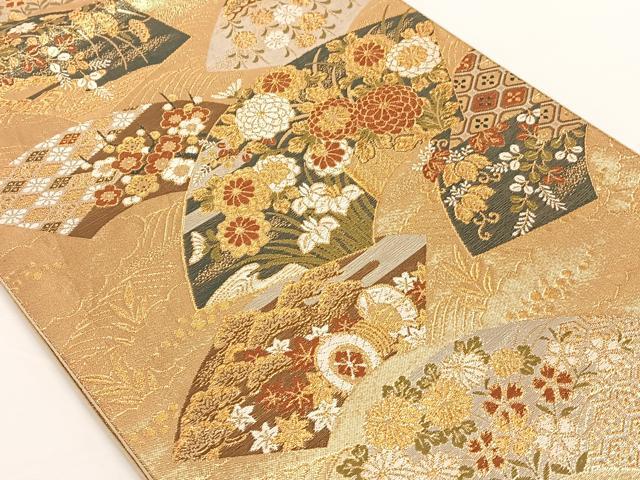 平和屋着物◎六通柄袋帯 地紙吉祥花文 金銀糸 正絹 逸品 AAAM6856ey