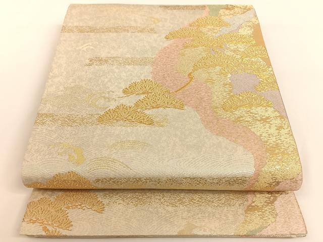 平和屋着物◎六通柄袋帯 道長松文 金銀糸 正絹 逸品 AAAM7011ey
