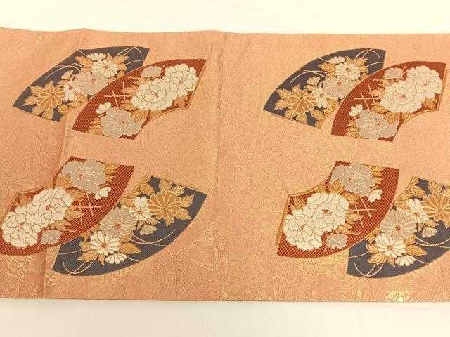 平和屋着物◎六通太鼓柄袋帯 秋草京広文 金銀糸 正絹 逸品 AAAM7034ey