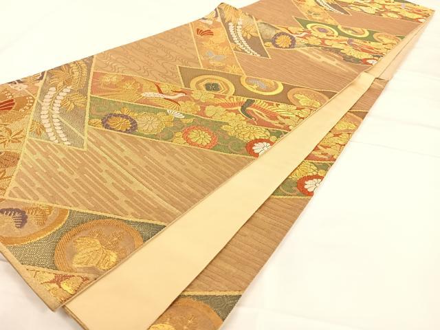平和屋着物◎六通柄袋帯 吉祥花鳥文 金糸 正絹 逸品 AAAM7043ey