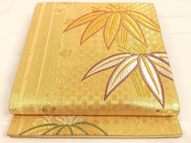平和屋着物◎六通柄袋帯 吉祥花文 金銀糸 正絹 逸品 AAAM7050ey