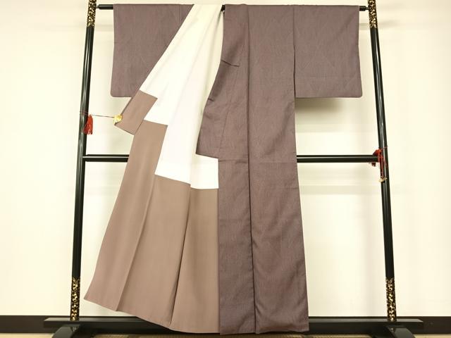 平和屋着物■お召 格子柄 立涌文 正絹 逸品 AAAM7547np