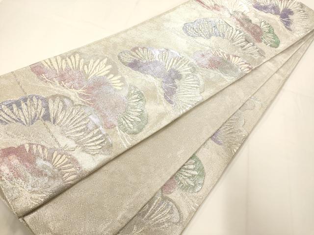平和屋着物◎佐賀錦 六通柄袋帯 唐織 松文 銀糸 正絹 逸品 AAAM7814fw